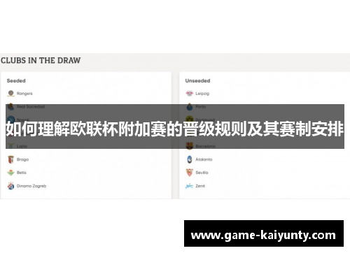 如何理解欧联杯附加赛的晋级规则及其赛制安排 如何理解欧联杯附加赛的晋级规则及其赛制安排