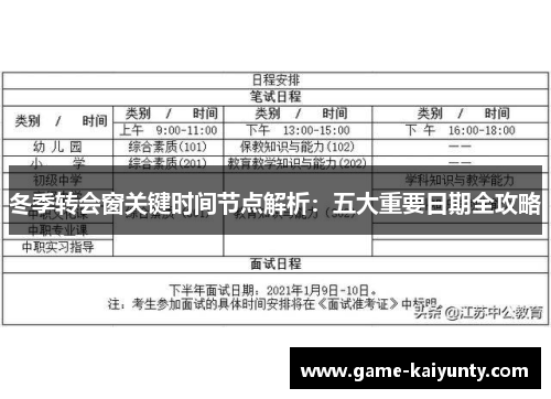 冬季转会窗关键时间节点解析:五大重要日期全攻略 冬季转会窗关键时间节点解析:五大重要日期全攻略