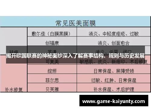 揭开欧国联赛的神秘面纱深入了解赛事结构、规则与历史发展 揭开欧国联赛的神秘面纱深入了解赛事结构、规则与历史发展